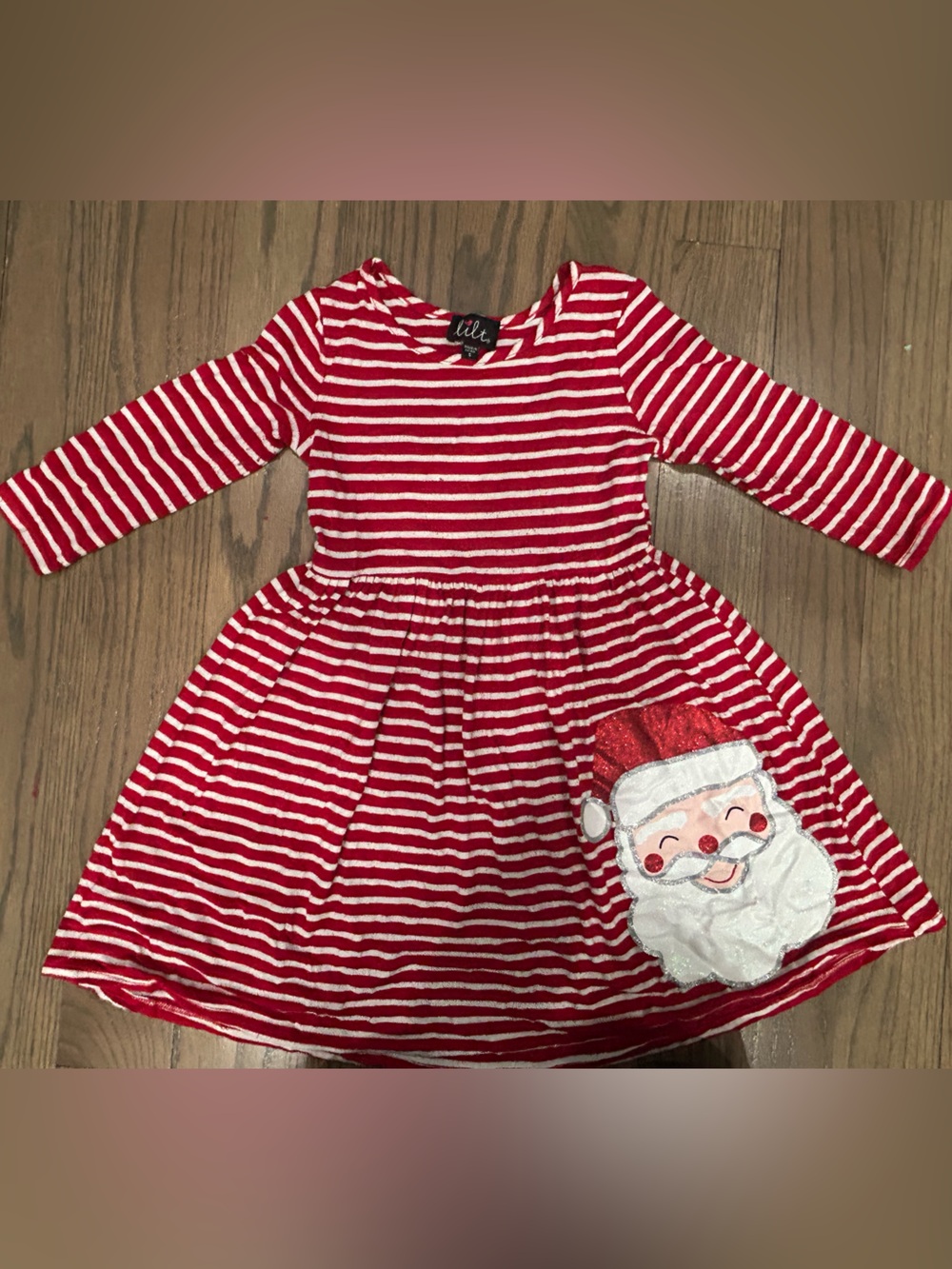 Girls Christmas Santa Dress Size 5 Red White Striped